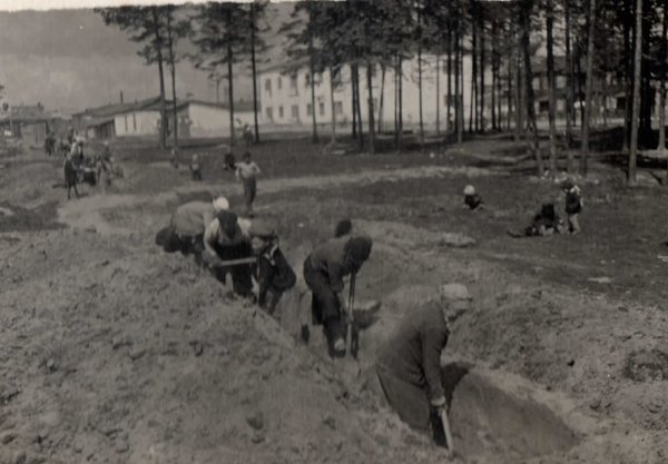 Сооружение оборонительных щелей у посёлка насосного завода (1941 год)